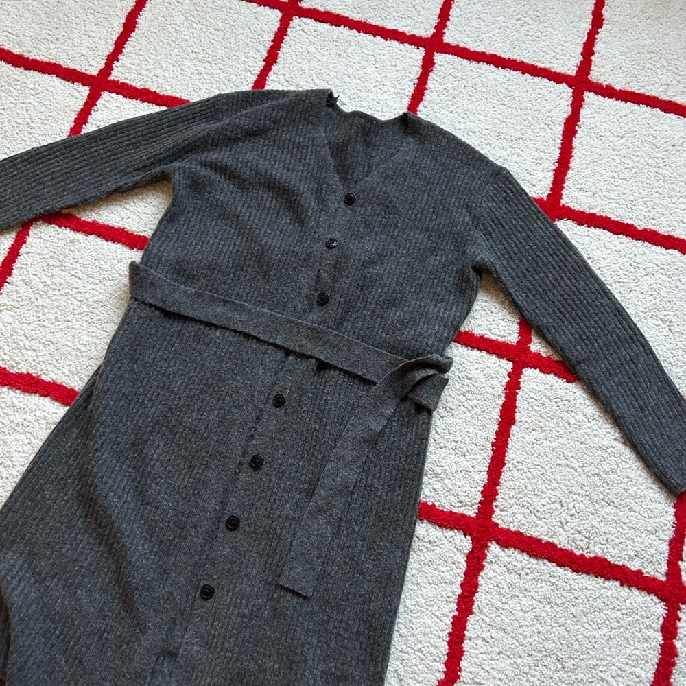 Grey Ribbed Cardigan - Picture 4 of 6